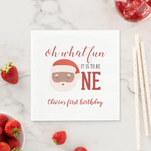 Weihnachts-Santa Erster Geburtstag Serviette