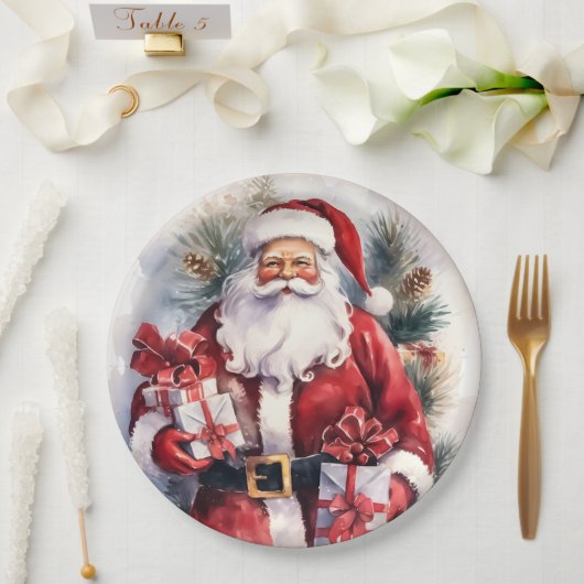 Weihnachts-Santa-Feiertag  Pappteller (Hochzeit)