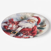 Weihnachts-Santa-Feiertag  Pappteller (Schrägansicht)