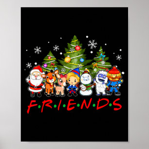 Weihnachts-Santa-Freunde Rudolph Schneemann Famili Poster