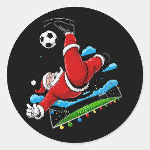 Weihnachts-Santa-Fußball-Fahrrad-Kick-Weihnachten- Runder Aufkleber
