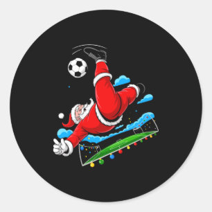 Weihnachts-Santa-Fußball-Fahrrad-Kick-Xmas-Sport-T Runder Aufkleber
