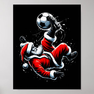 Weihnachts-Santa-Fußballspieler-Fahrrad-Kick Xmas Poster