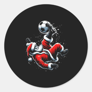 Weihnachts Santa Fußballspieler Fahrrad Kick Xmas Runder Aufkleber