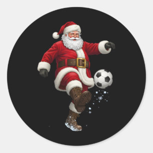 Weihnachts-Santa-Fußballspieler-Fußball-Festlich-F Runder Aufkleber