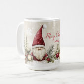 Weihnachts-Santa-Gnome, Kiefer, Beeren | Kaffeetasse (Vorderseite Links)