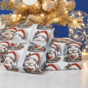 Weihnachts-Santa-Hase in der Teetasse  Geschenkpapier