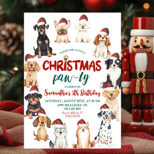 Weihnachts-Santa-Hunde-Liebhaber-Themen-Geburtstag Einladung