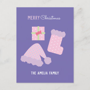 Weihnachts-Santa-Hut-Geschenk-Socken Postkarte
