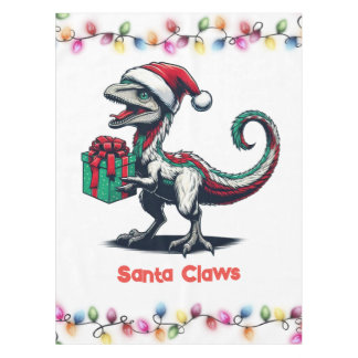 Weihnachts-Santa-Hut-Raptor Tischdecke