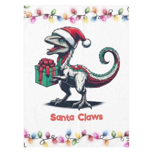 Weihnachts-Santa-Hut-Raptor Tischdecke (Vorderseite)