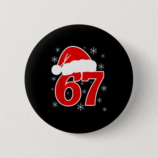 Weihnachts-Santa-Hut Sechs Sieben 6 7 67 Meme Gen Button (Vorderseite)