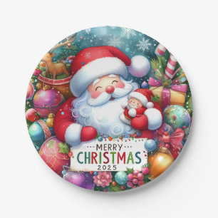 Weihnachts-Santa mit Baby  Pappteller
