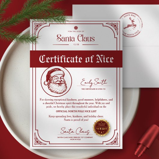 Weihnachts-Santa-Nice-List-Urkunde Einladung