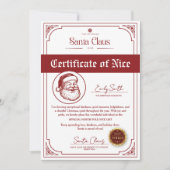 Weihnachts-Santa-Nice-List-Urkunde Einladung (Vorderseite)