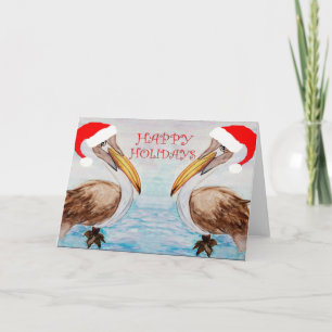 Weihnachts-Santa-Pelikan-Feiertagskarten Karte