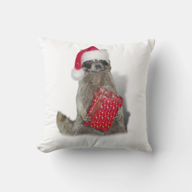 Weihnachts Santa Raccoon Bandit Kissen (Vorderseite)