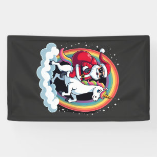 Weihnachts-Santa-Reit-Einhorn Xmas Mädchen Frauen  Banner