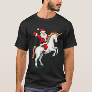 Weihnachts-Santa-Reit-Einhorn Xmas Mädchen Frauen  T-Shirt