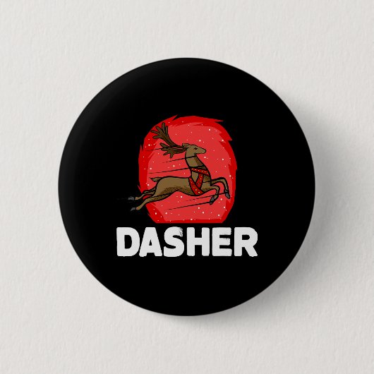 Weihnachts-Santa-Rentier faules Kostüm Dasher  Button (Vorderseite)