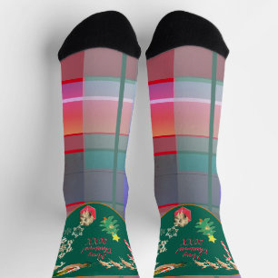 Weihnachts-Santa-Rentier-Kariert Socken