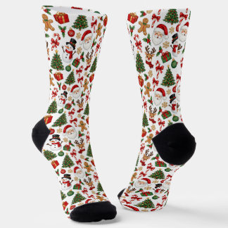 Weihnachts-Santa-Rentier-Schneemann nahtlos Socken