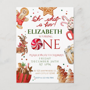 Weihnachts-Santa-Rentiere, was für ein lustiger 1. Postkarte