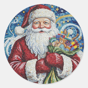 Weihnachts-Santa-Rollenaufkleber Runder Aufkleber