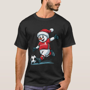 Weihnachts-Santa-Schneemann spielt Fußball lustig T-Shirt