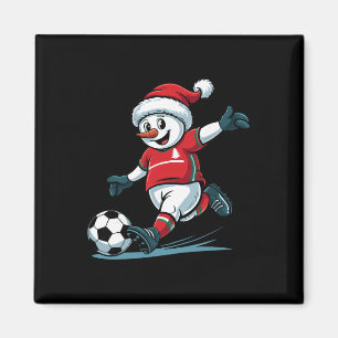 Weihnachts-Santa-Schneemann spielt Fußball lustige Magnet