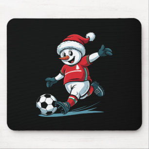 Weihnachts-Santa-Schneemann spielt Fußball lustige Mousepad