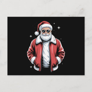 Weihnachts-Santa-Sonnenbrille-Lederjacke-Bomber Feiertagspostkarte
