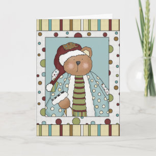 Weihnachts-Santa-Teddybär-Grußkarte Feiertagskarte
