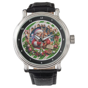 Weihnachts-Santa und -Rentier Bright Armbanduhr