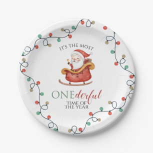 Weihnachts-Santa Wundervoller Erster Geburtstag Pappteller