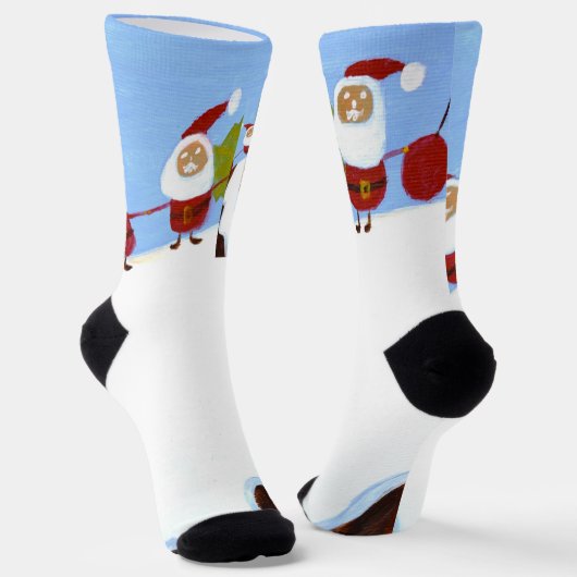 Weihnachts-Santas und Weihnachts-Pudding-Socken Socken (Gewinkelt)