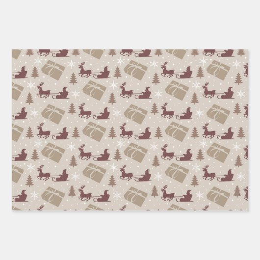 Weihnachts-Scandi Brown Muster Geschenkpapier Set (Vorderseite 3)