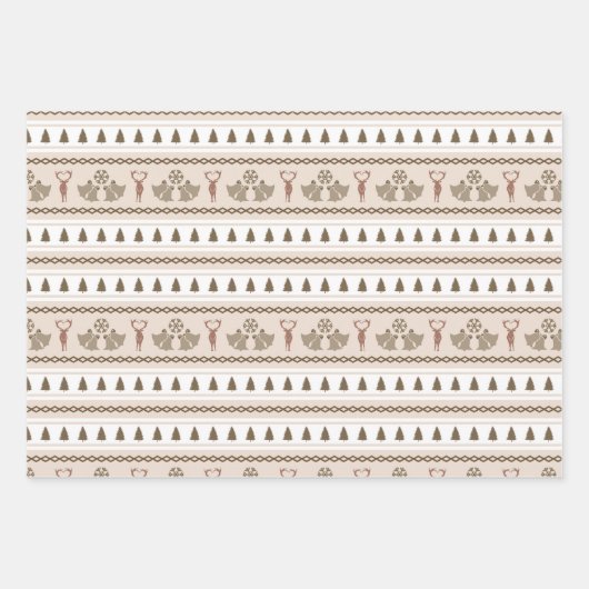 Weihnachts-Scandi Brown Muster Geschenkpapier Set (Vorderseite 2)