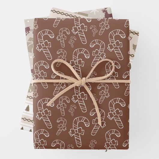 Weihnachts-Scandi Brown Muster Geschenkpapier Set (Beispiel)