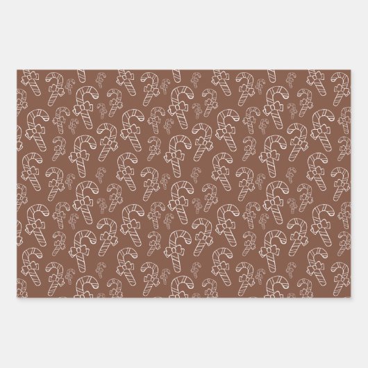 Weihnachts-Scandi Brown Muster Geschenkpapier Set (Vorderseite)