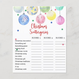 Weihnachts-Scattergories Game Card Flyer