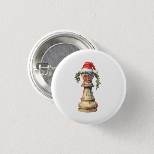 Weihnachts-Schach-König-Pin – Wasserfarben Schach Button (Vorne & Hinten)