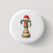 Weihnachts-Schach-König-Pin – Wasserfarben Schach Button (Vorderseite)