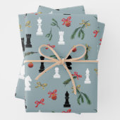 Weihnachts Schachspiel Muster Blau Geschenkpapier Set (Beispiel)