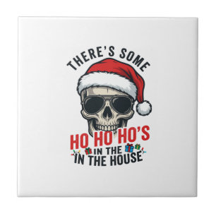 Weihnachts-Schädel Ho Ho Ho Humor Design Fliese