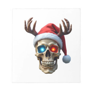 Weihnachts-Schädel mit Santa-Hut und Geweih Mystic Notizblock