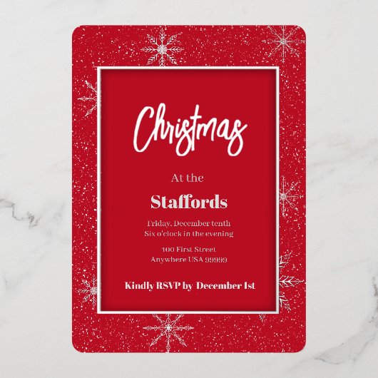 Weihnachts-Schattenbox Silberfolie Einladung (Vorderseite)