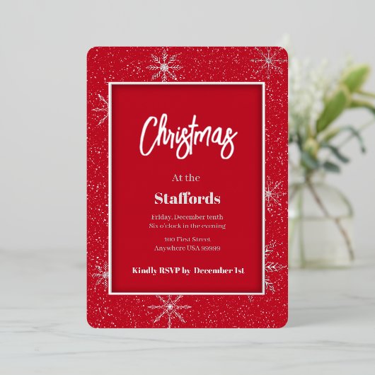 Weihnachts-Schattenbox Silberfolie Einladung (Stehend vorne)