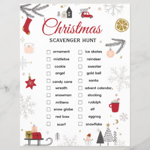 Weihnachts-Schatzsuche-Checkliste-Kunst Flyer