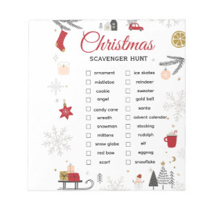 Weihnachts-Schatzsuche-Checkliste-Kunst Notizblock